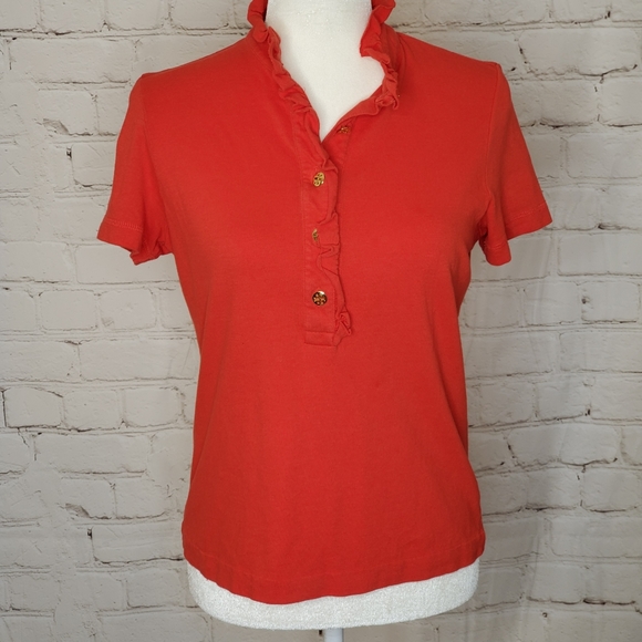 Tory Burch Tops - Tory Burch Orange Ruffle Collar Top